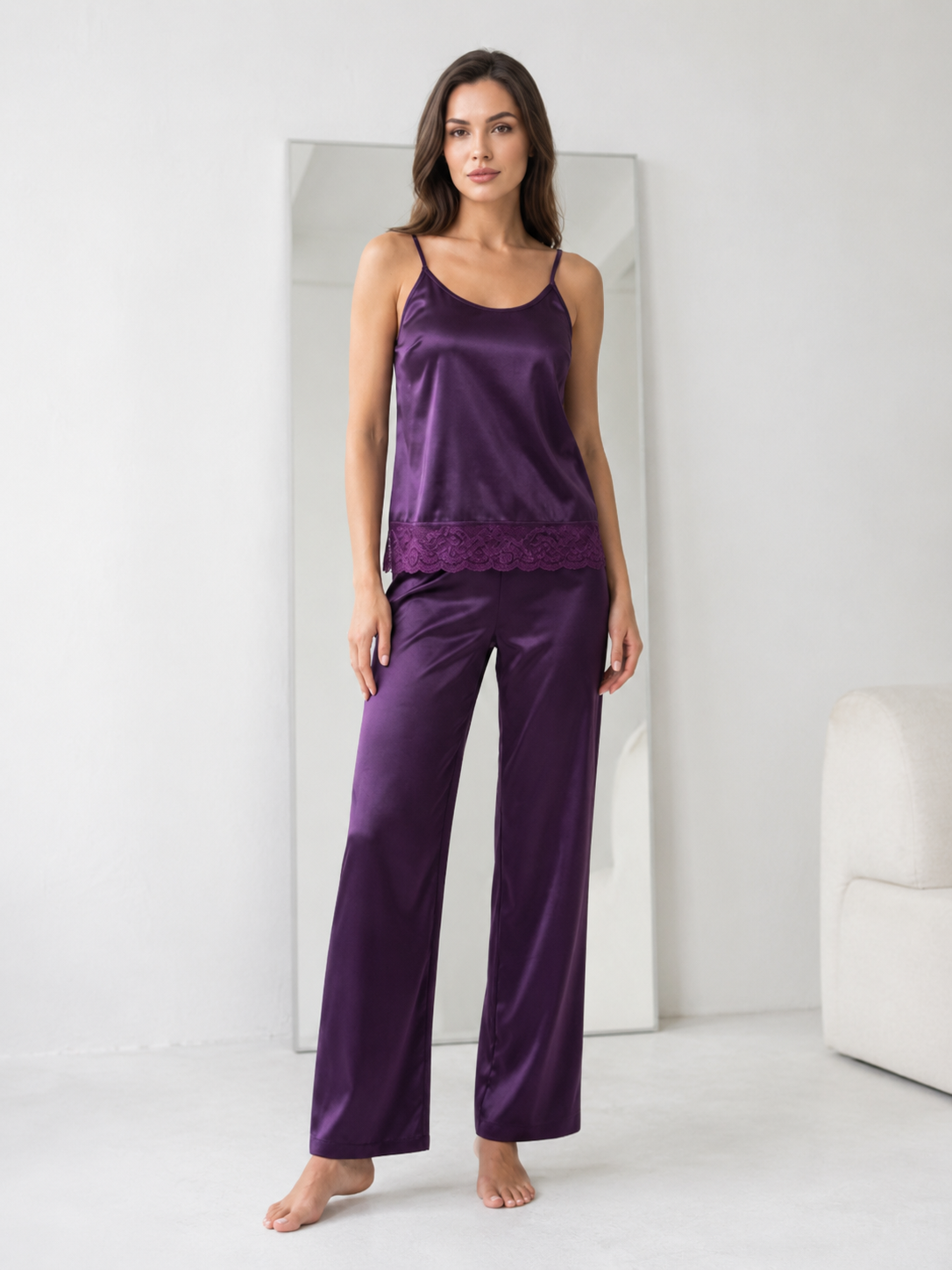 INUNDER Silk Lace 3-Piece Inner Gown Set