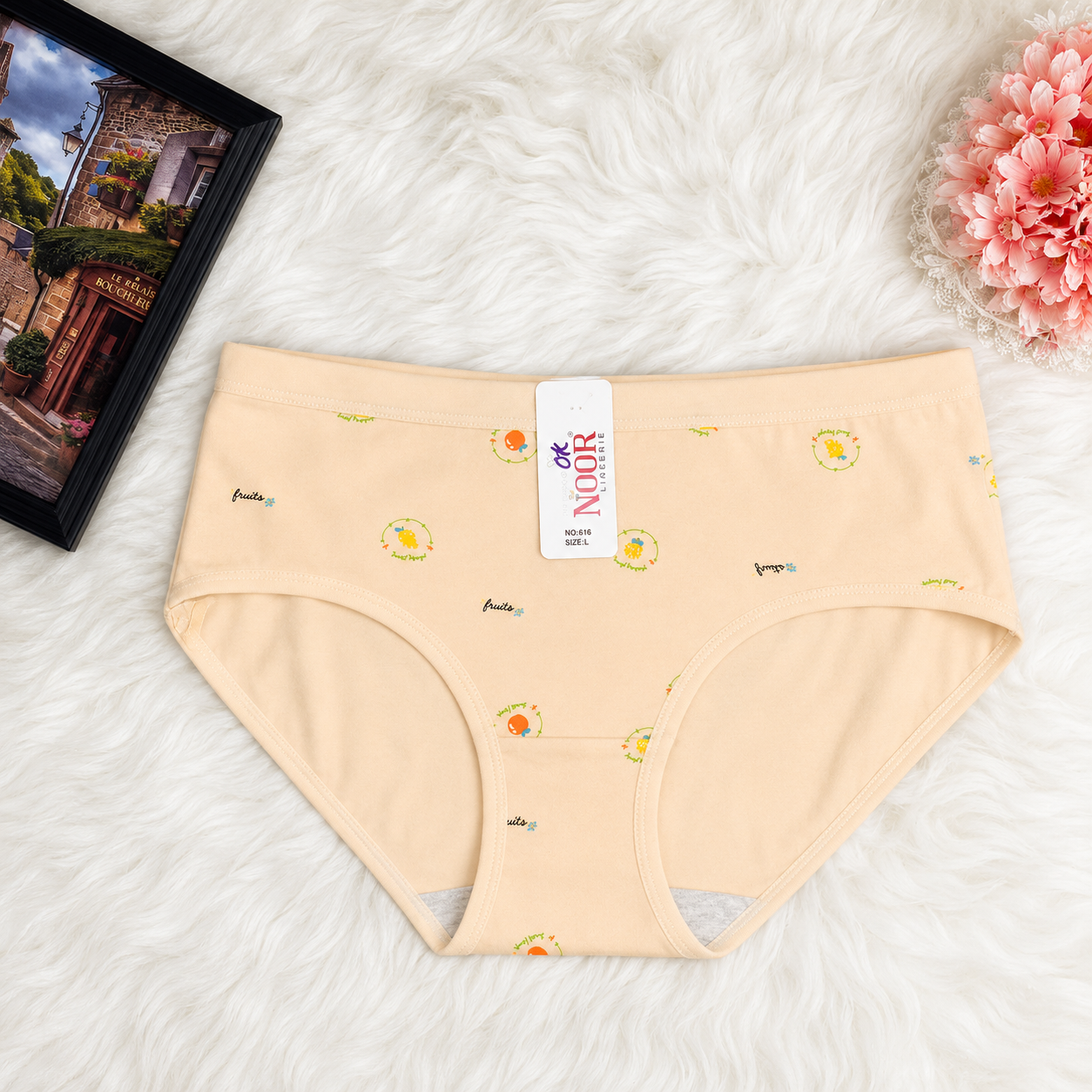(Pack of 3) Cute Floral Mid-Waist Panty