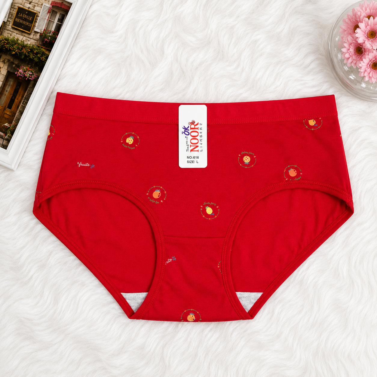 (Pack of 3) Cute Floral Mid-Waist Panty