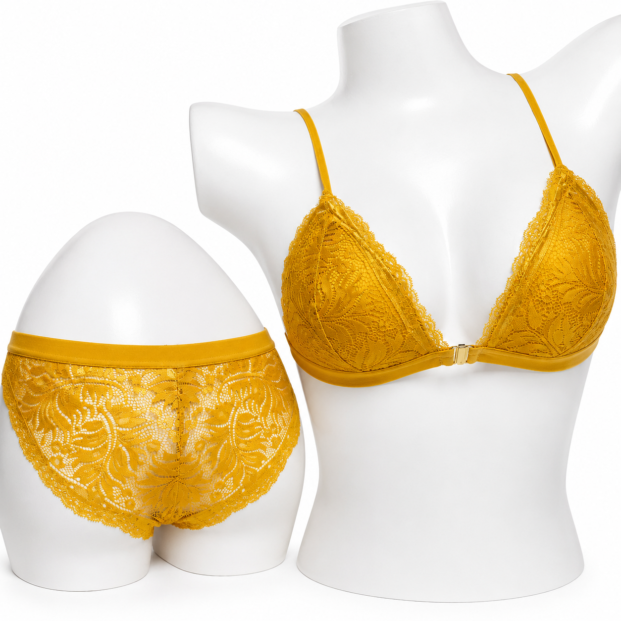 INUNDER Front Open Light Weight Pad Lace Bra & Panty Set