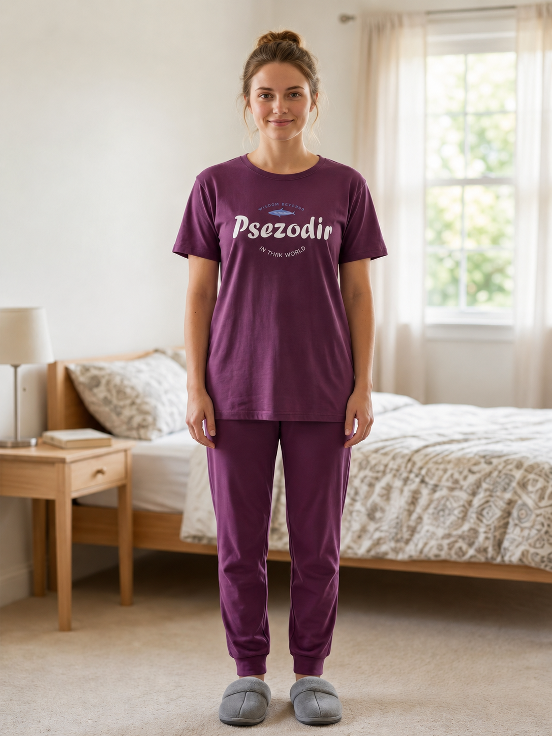 Her Purple Text Graphic 2-Piece PJ Set