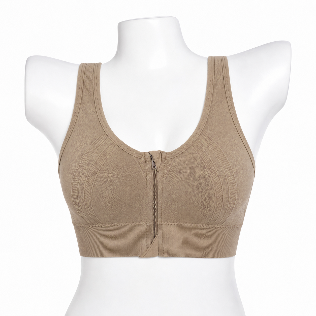 Seamless Front Zip Wireless Bra – Racerback Comfort Fit