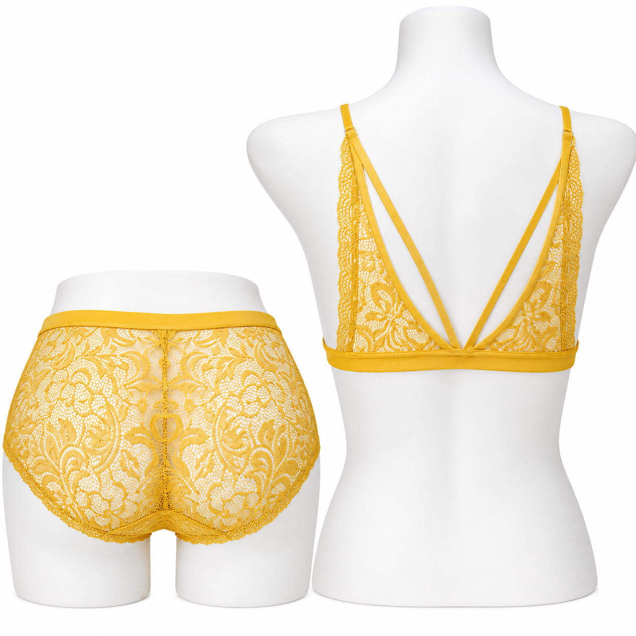 INUNDER Front Open Light Weight Pad Lace Bra & Panty Set