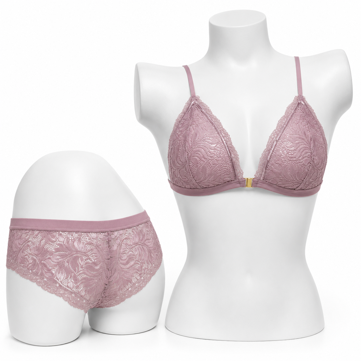 INUNDER Front Open Light Weight Pad Lace Bra & Panty Set