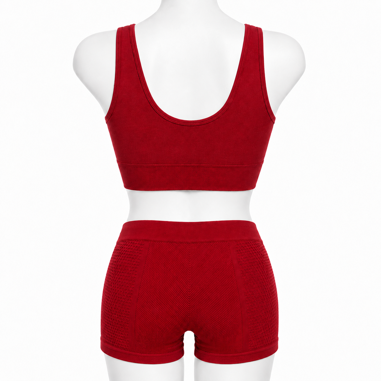 Seamless Textured 2-Piece Workout Set – Front Zip Bra & High-Waist Shorts