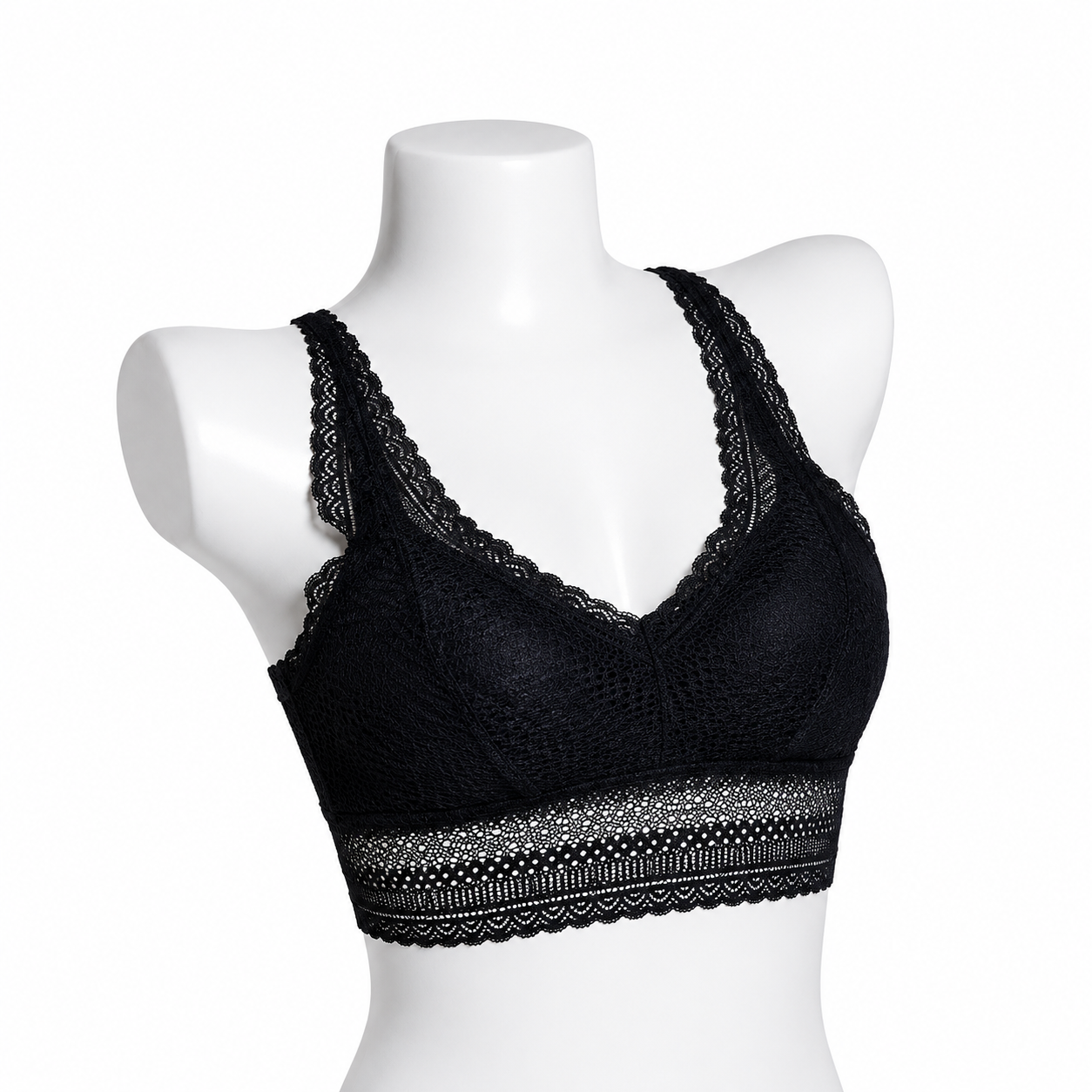 Lace Plunge Wireless Bralette Removeable Pads