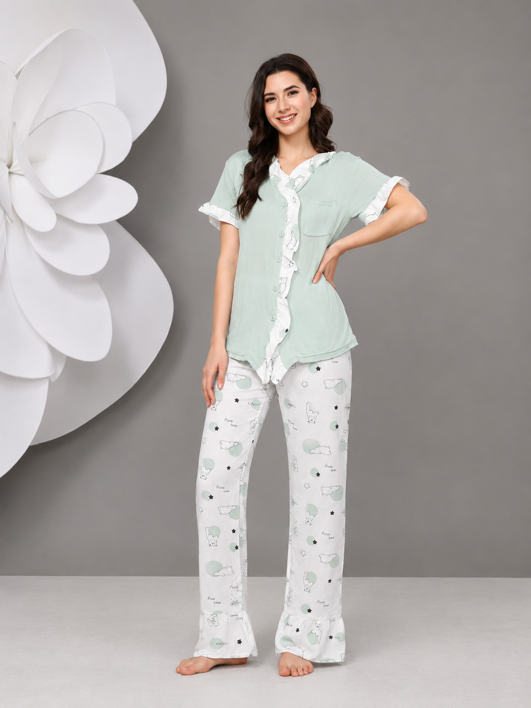 INUNDER Mint Printed 2-Piece PJ Set