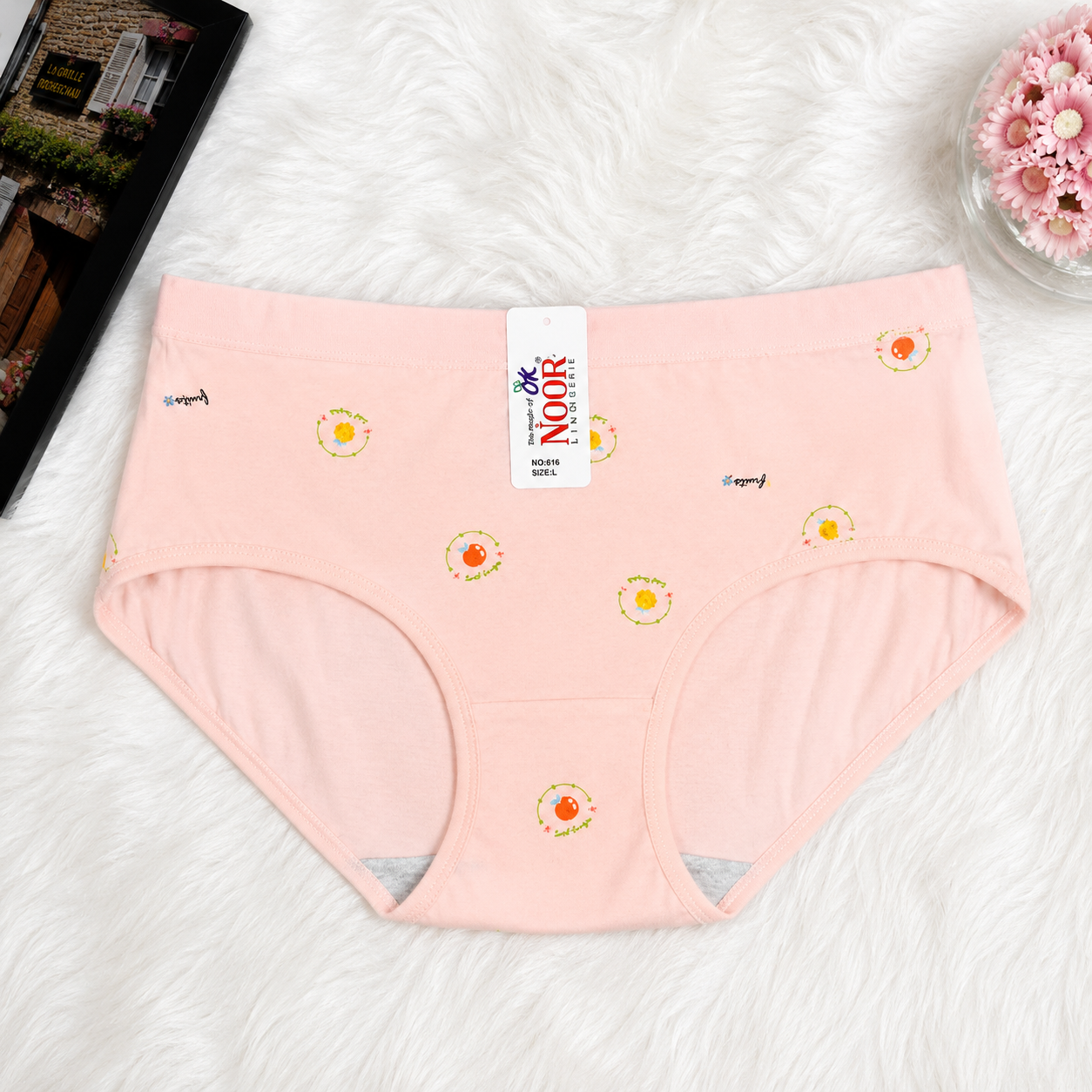(Pack of 3) Cute Floral Mid-Waist Panty