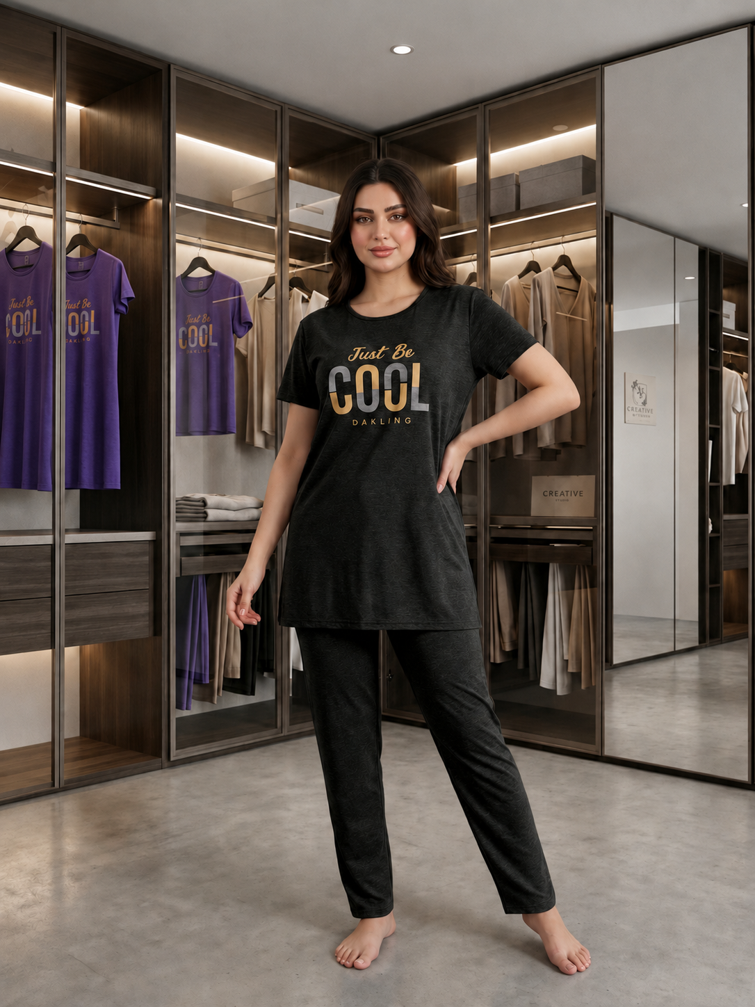 INUNDER Long Shirt Graphic 2-Piece PJ Set