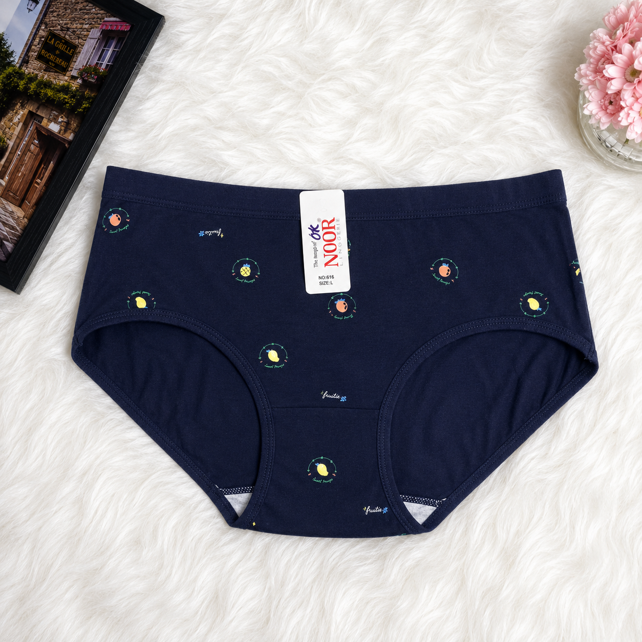 (Pack of 3) Cute Floral Mid-Waist Panty