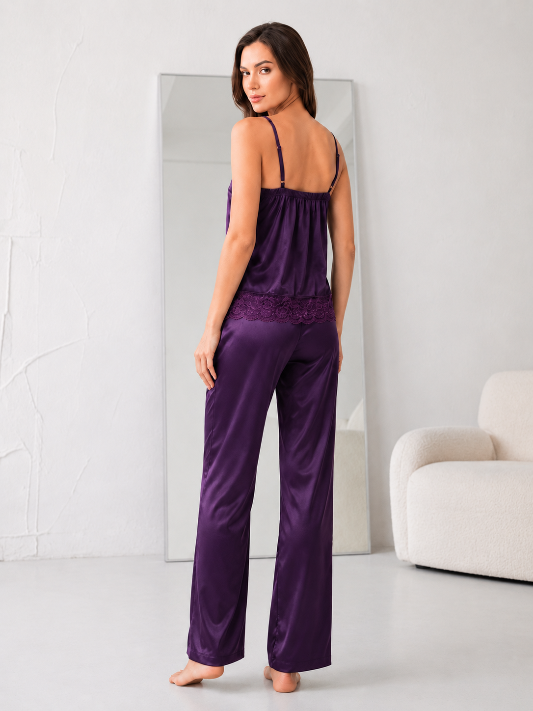 INUNDER Silk Lace 3-Piece Inner Gown Set