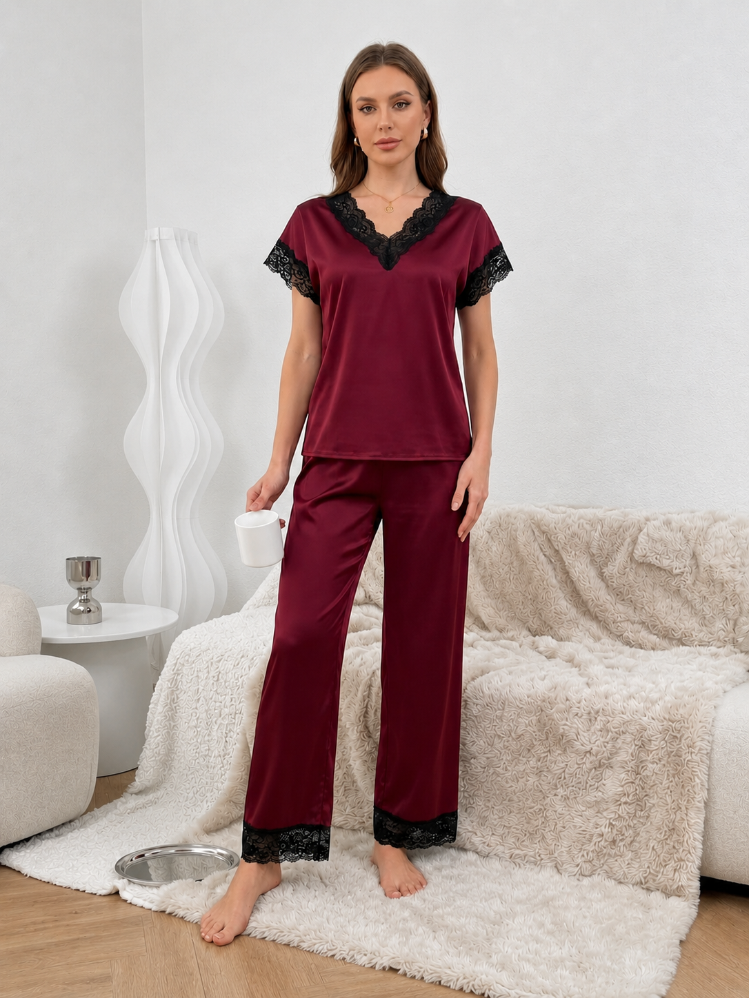 Her 2-Piece Satin Nighty Set