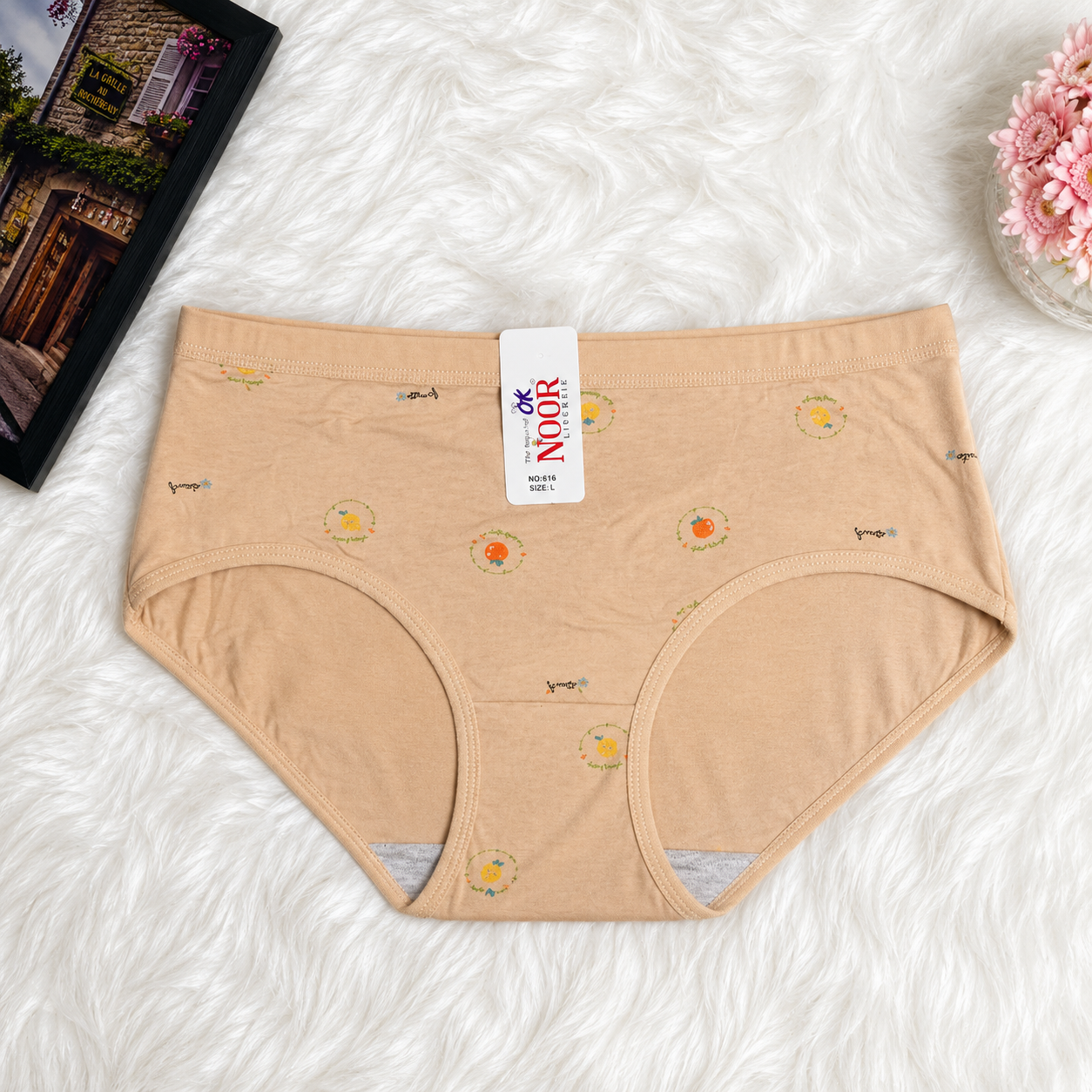 (Pack of 3) Cute Floral Mid-Waist Panty