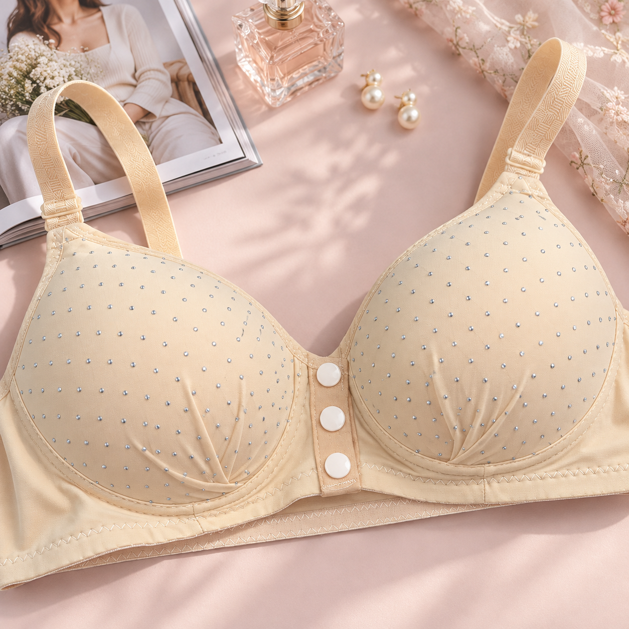 Imported Front-Button Fancy Bra
