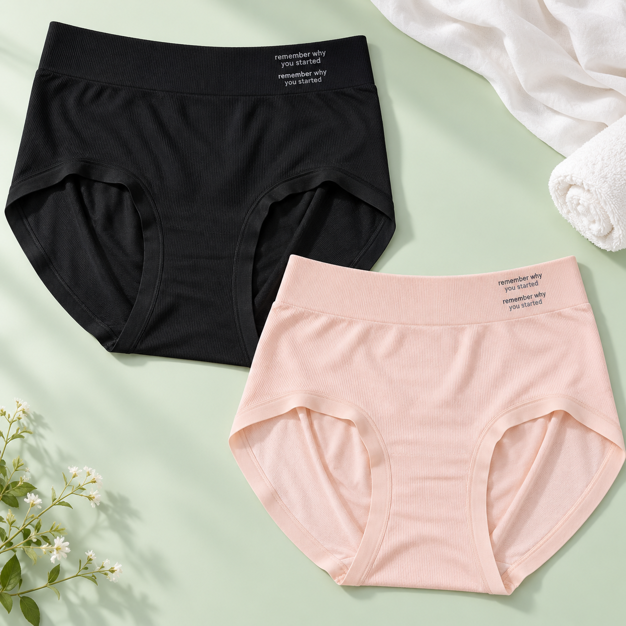 Imported Pack of 2 High-Waist Plain Panties