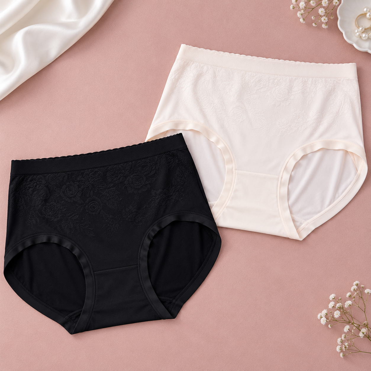 Imported Pack of 2 Plain Textured Panties