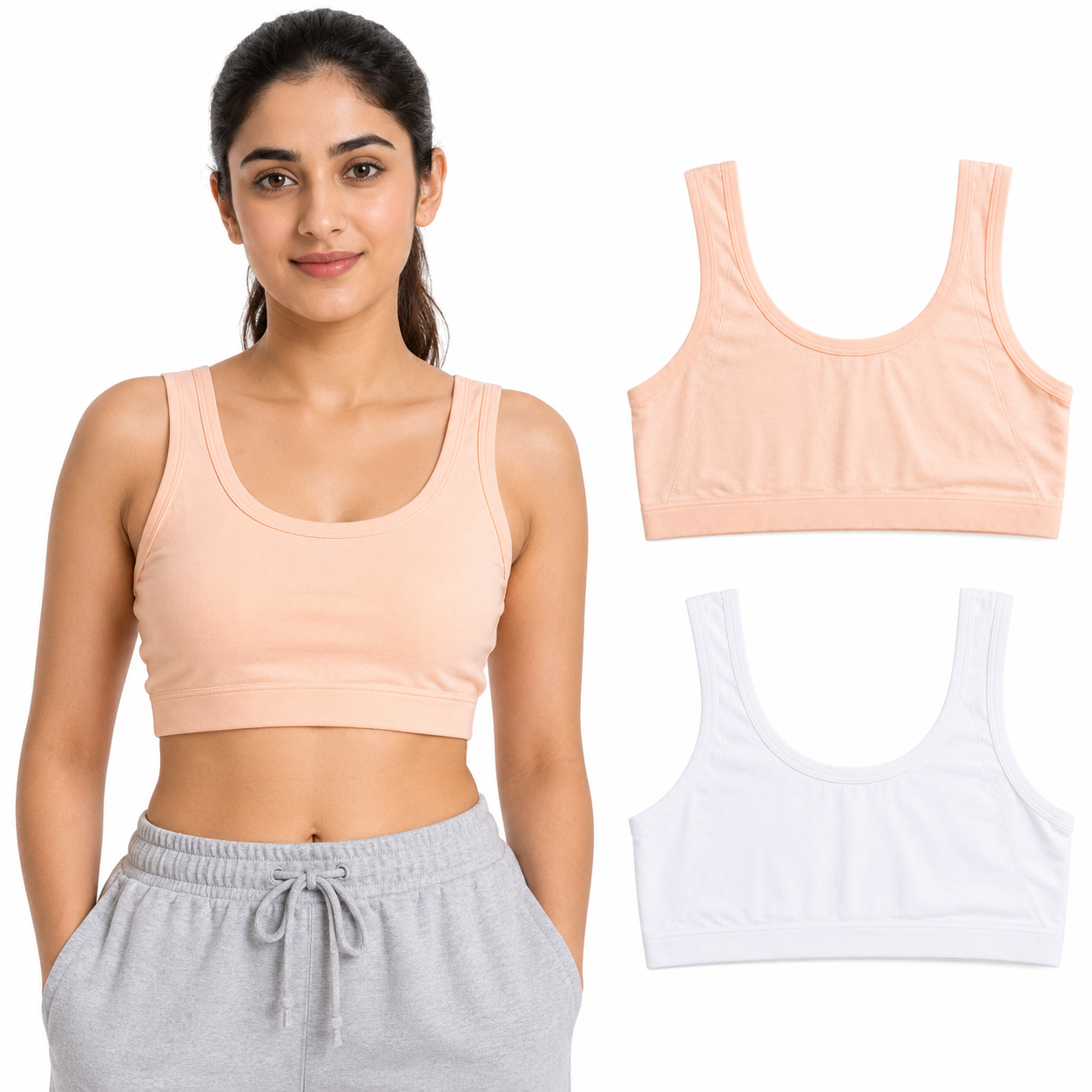 Set of 2-Premium SoftEase Comfort Bras for Teen Girls