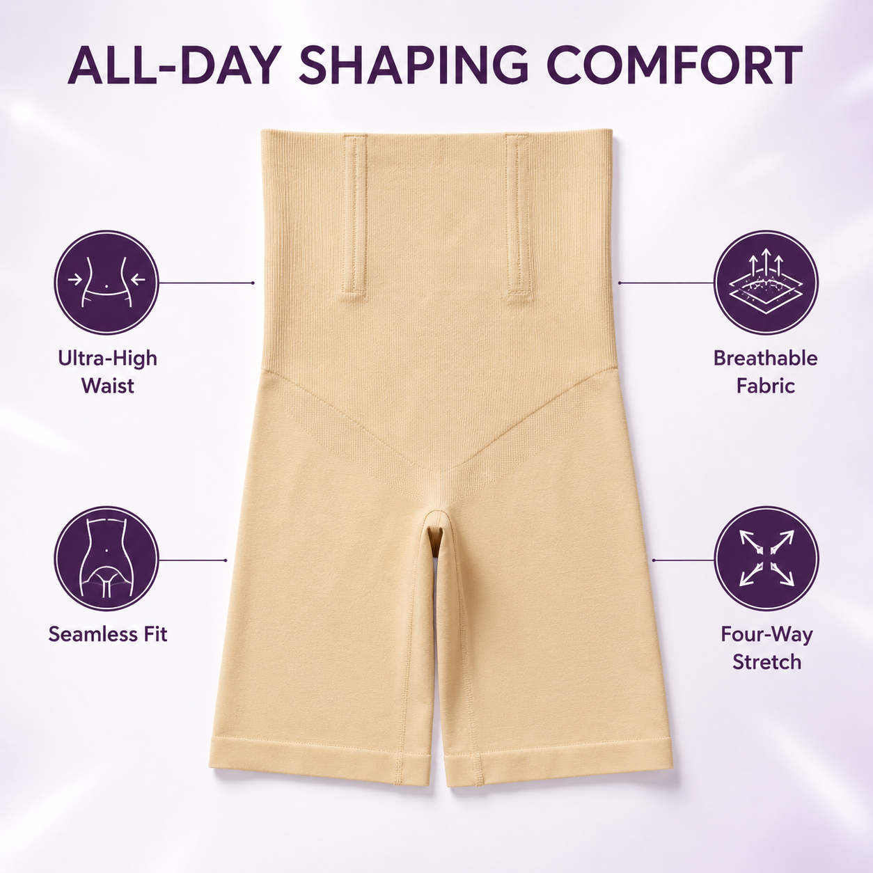 INUNDER UltraSculpt 360° High-Waist Thigh Shaper – Seamless Tummy Control Shorts