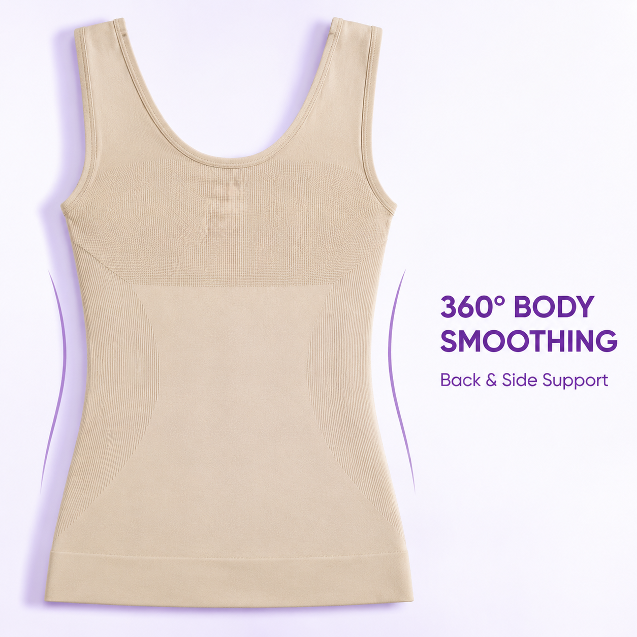 INUNDER BustSculpt 360° Seamless Body Shaper Camisole – Built-In Bust & Tummy Control