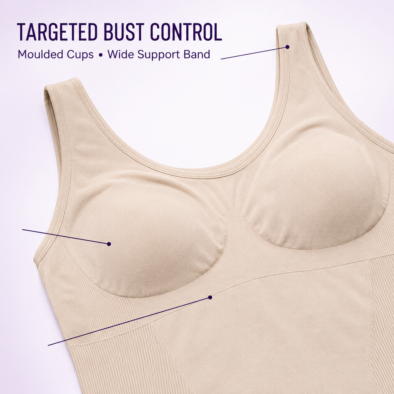 INUNDER BustSculpt 360° Seamless Body Shaper Camisole – Built-In Bust & Tummy Control
