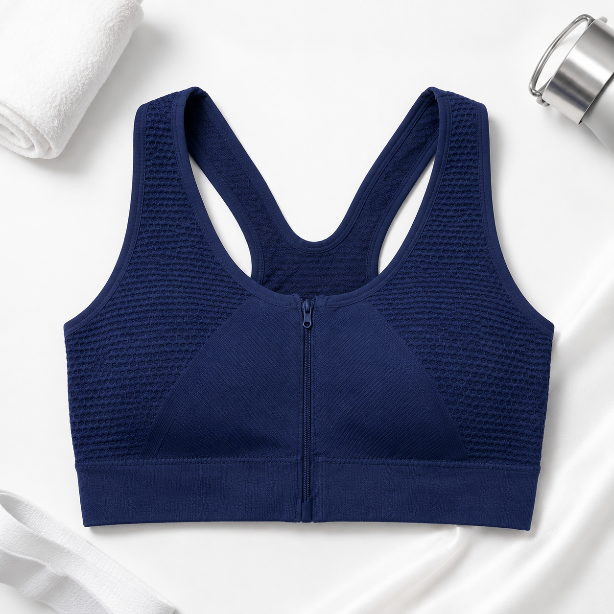 Seamless Front Zip Wireless Bra – Racerback Comfort Fit