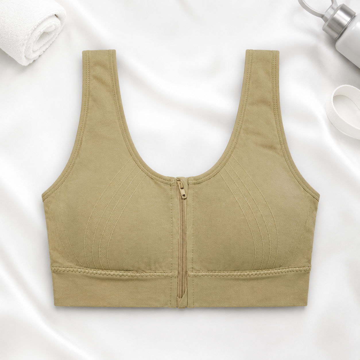 Seamless Front Zip Wireless Bra – Racerback Comfort Fit