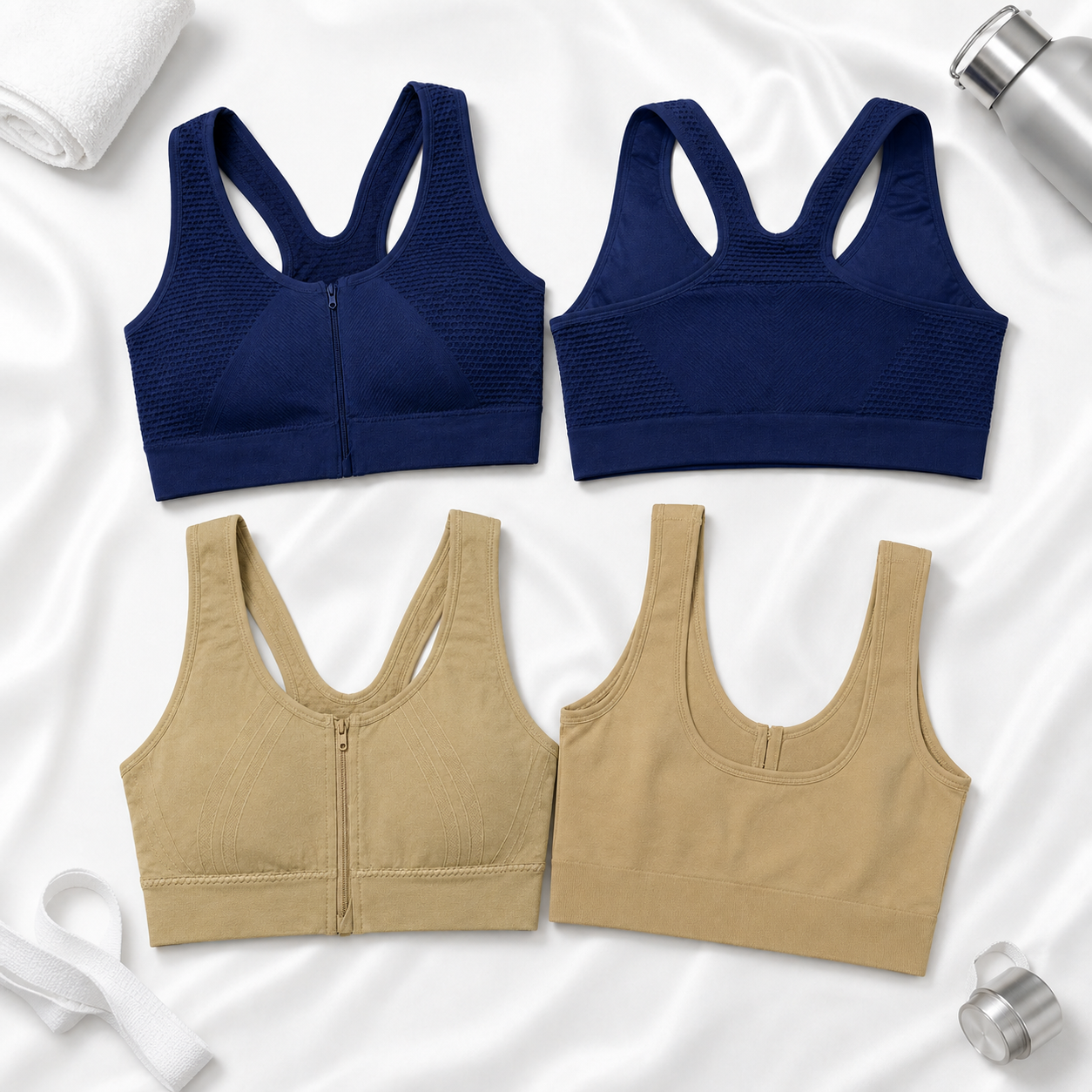 Seamless Front Zip Wireless Bra – Racerback Comfort Fit