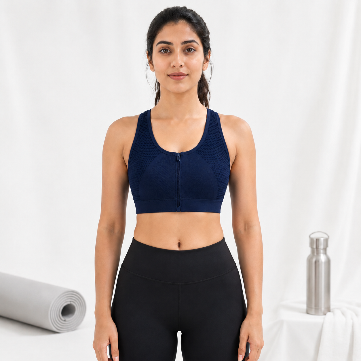 Seamless Front Zip Wireless Bra – Racerback Comfort Fit