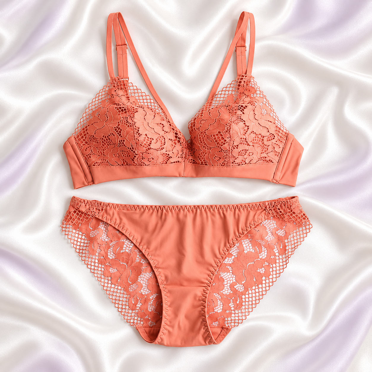INUNDER LaceMuse Double-Strap Bra & Panty Set – Floral Lace Lingerie