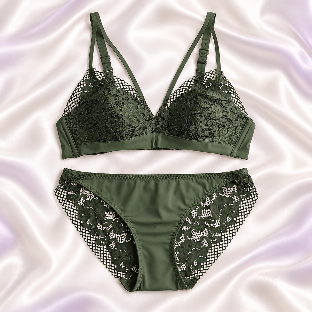 INUNDER LaceMuse Double-Strap Bra & Panty Set – Floral Lace Lingerie