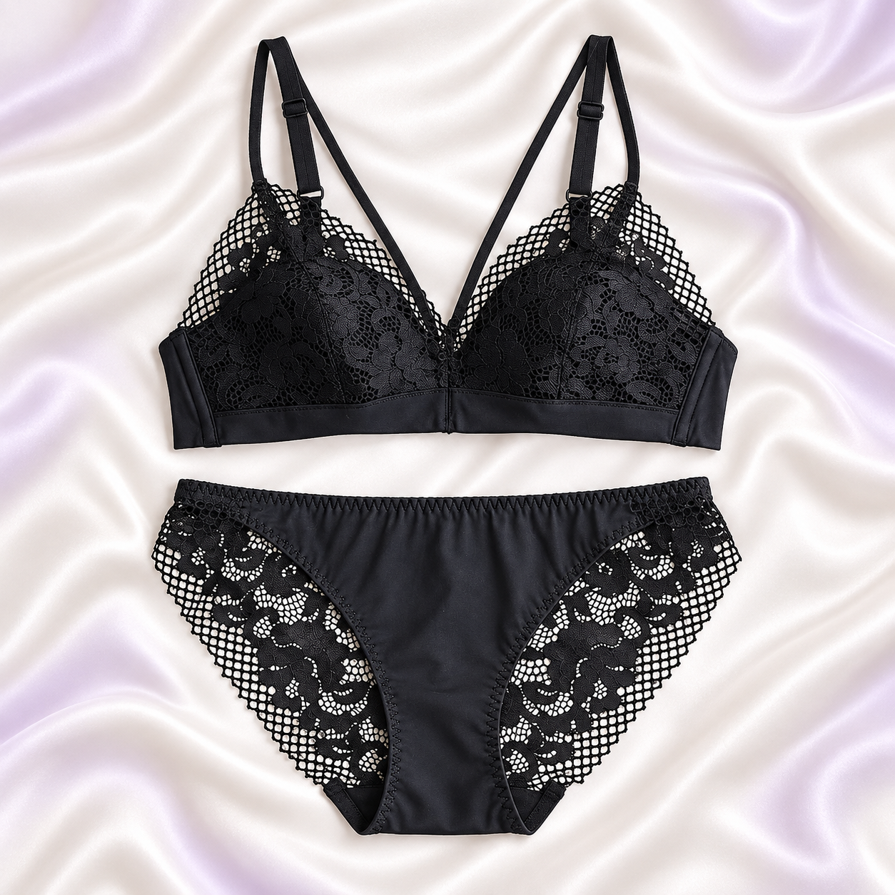 INUNDER LaceMuse Double-Strap Bra & Panty Set – Floral Lace Lingerie