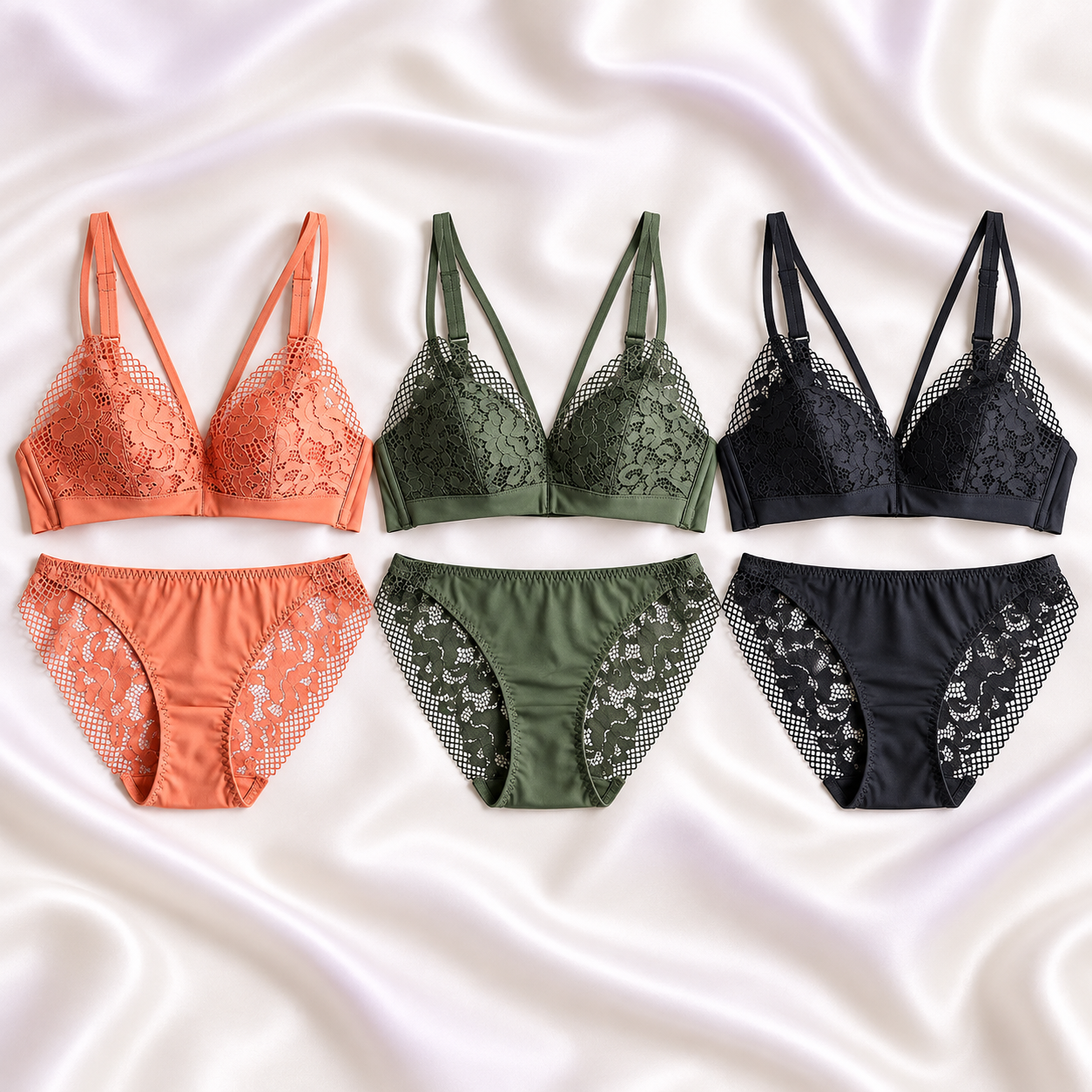 INUNDER LaceMuse Double-Strap Bra & Panty Set – Floral Lace Lingerie