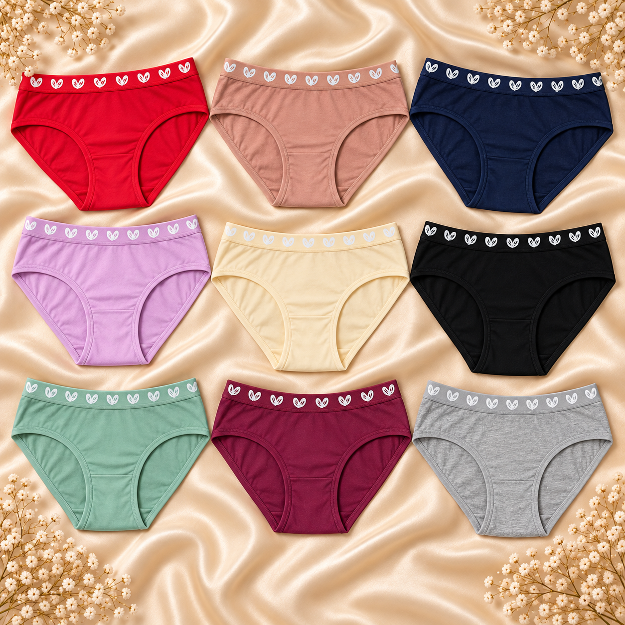 INUNDER (Set of 2) EverydaySoft Cotton Panties – Comfortable Logo Waistband