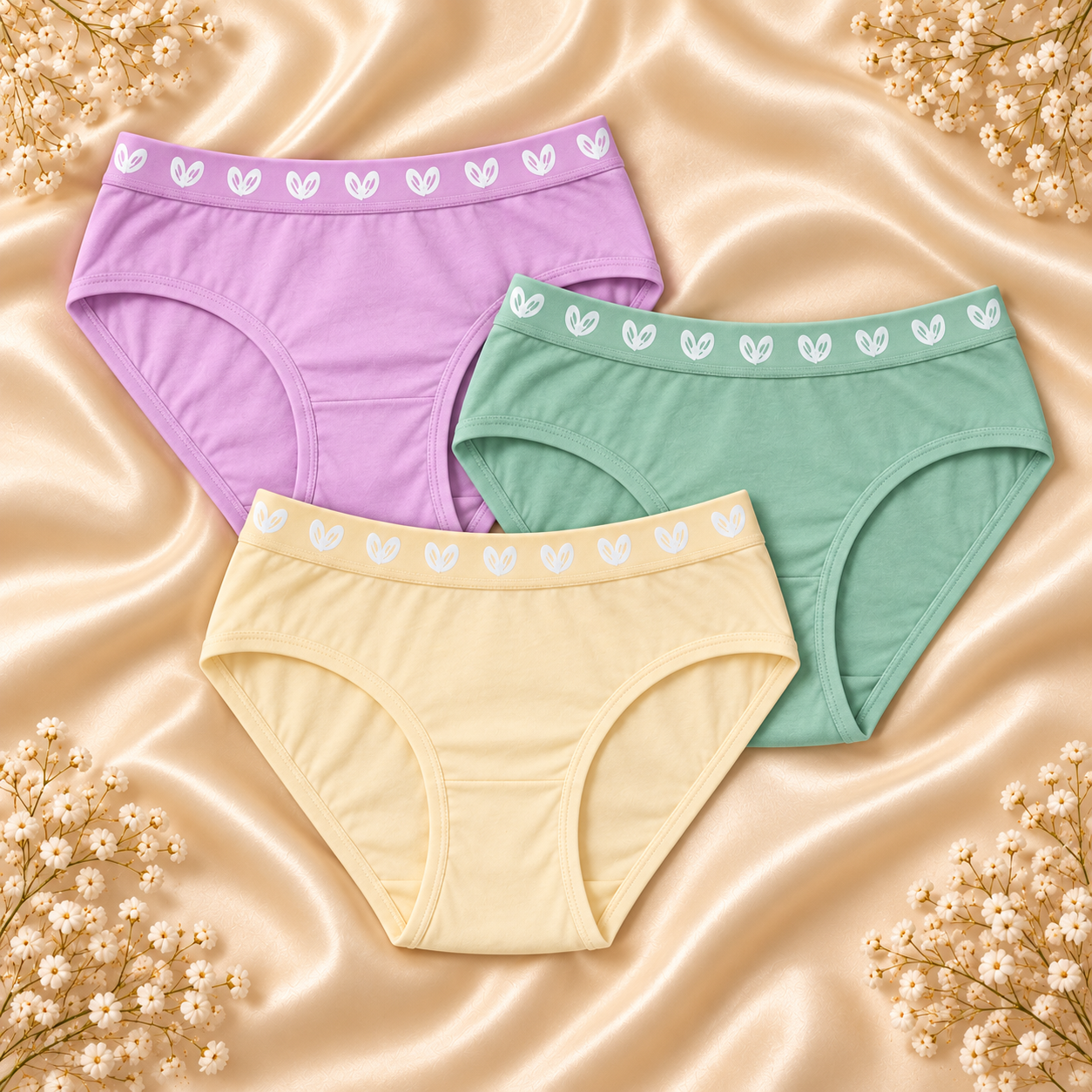 INUNDER (Set of 2) EverydaySoft Cotton Panties – Comfortable Logo Waistband