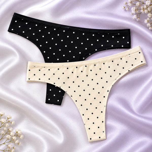 INUNDER DotEase Cotton Thong Panties – Pack of 2