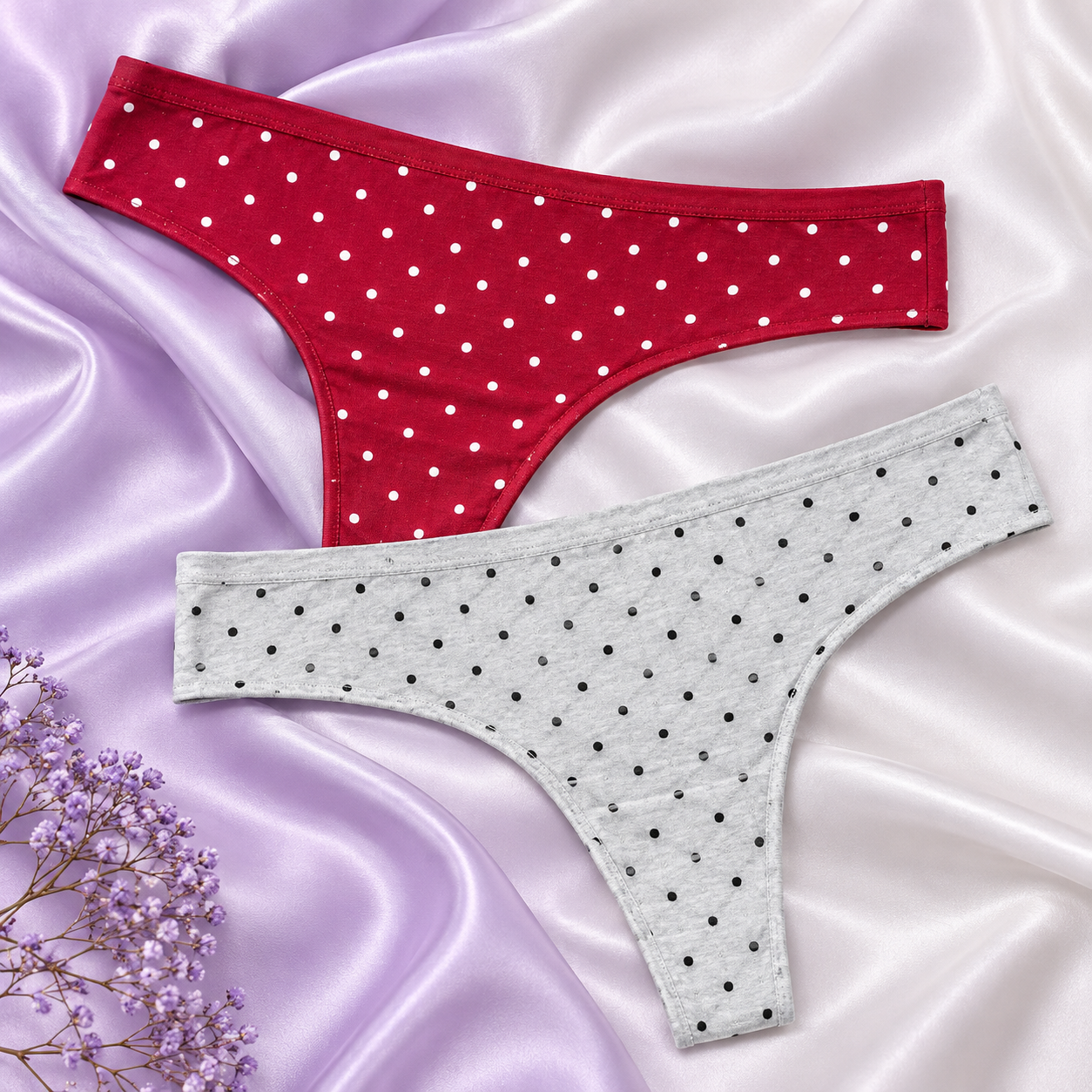 INUNDER DotEase Cotton Thong Panties – Pack of 2