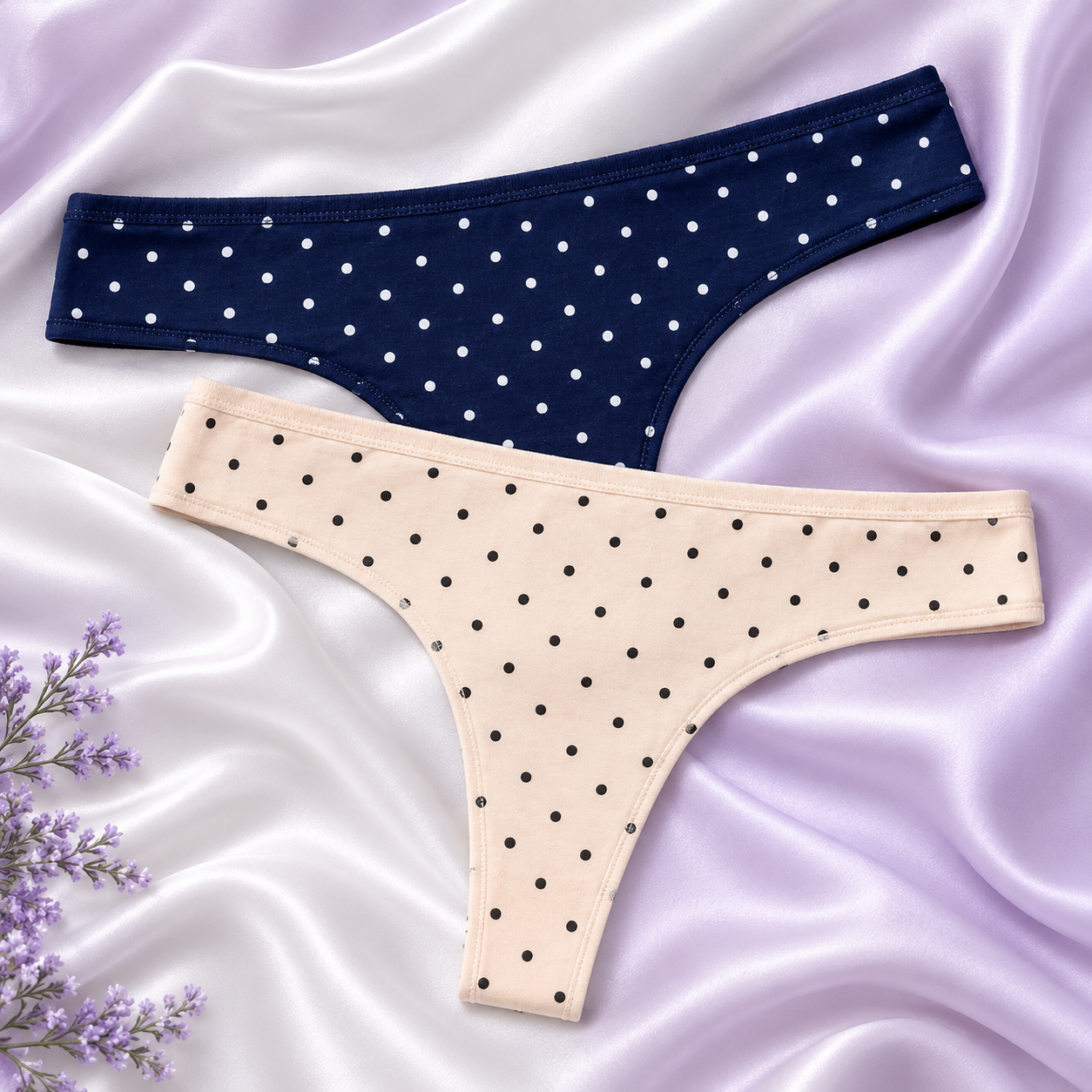 INUNDER DotEase Cotton Thong Panties – Pack of 2