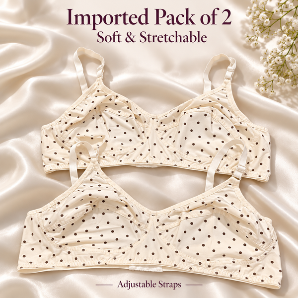 Imported Pack of 2 — Polka Dot Soft Stretch Bras