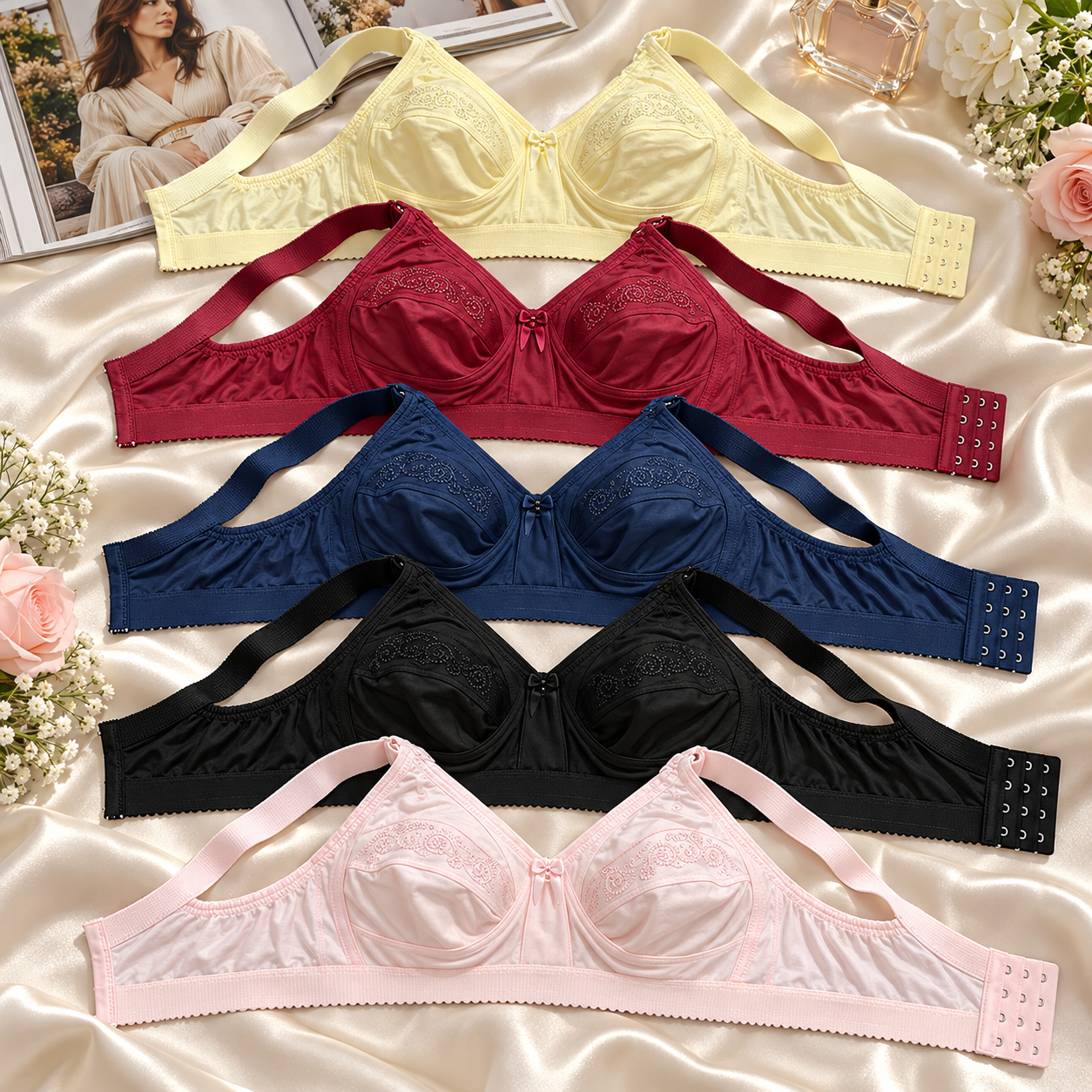 Imported Embroidered Comfort Interlock Bra