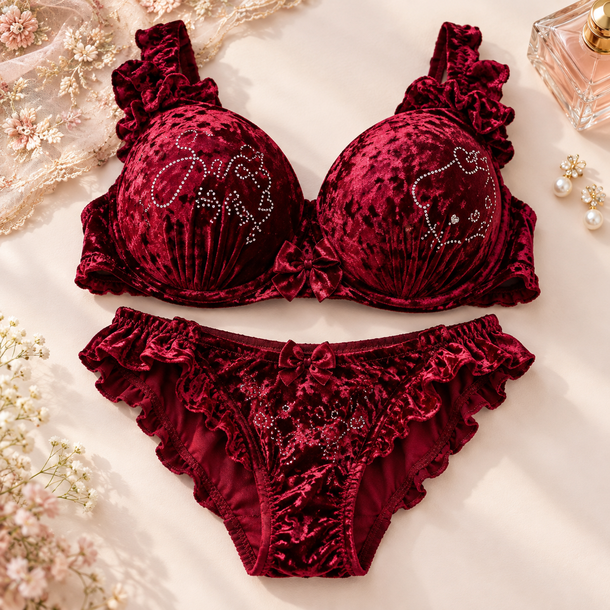 Imported Velvet Bra & Panty Set