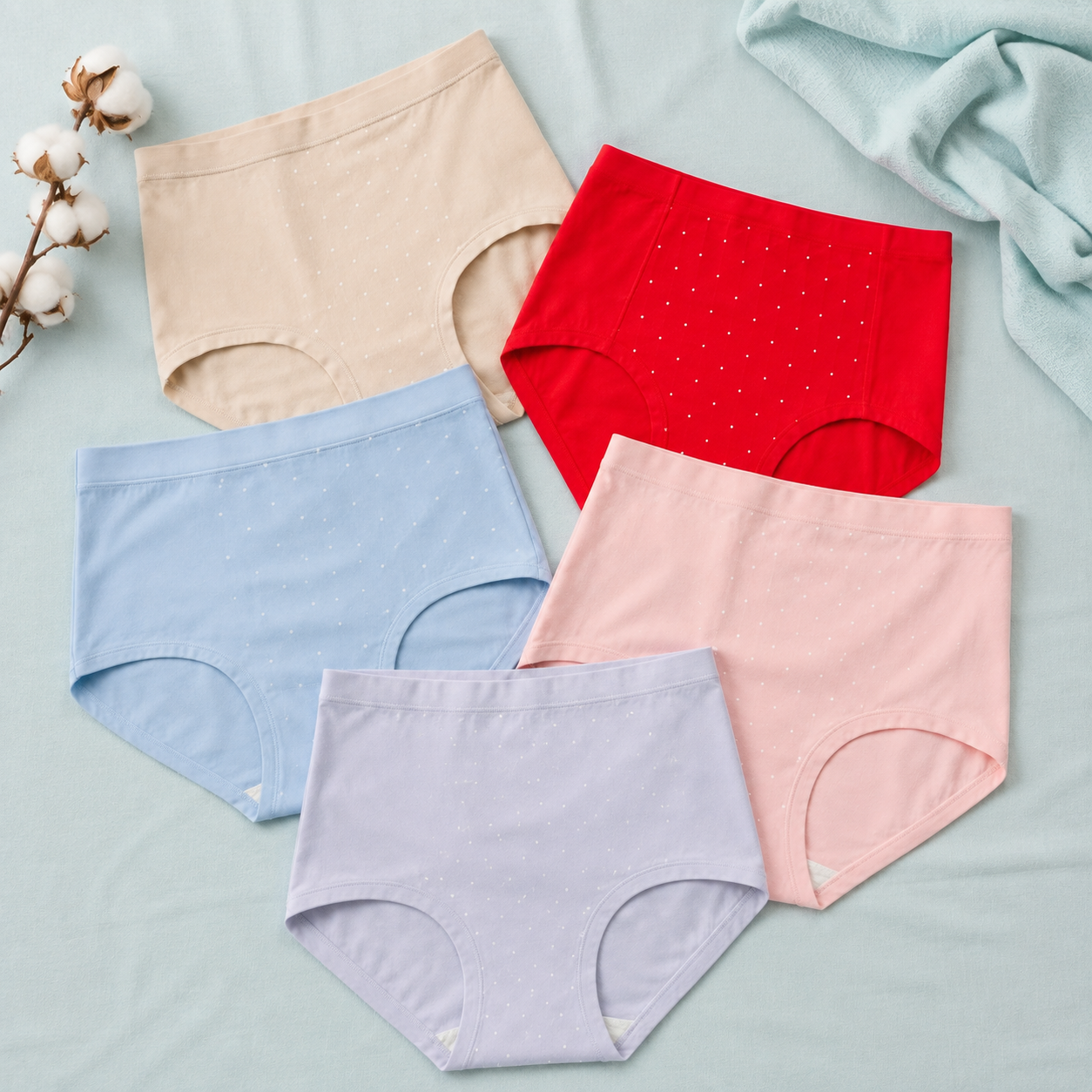(Set of 3) Elan Premium Cotton Polka High-Waist Panty