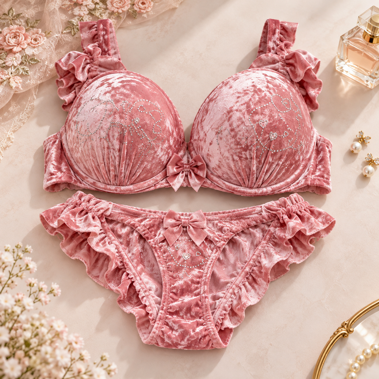 Imported Velvet Bra & Panty Set