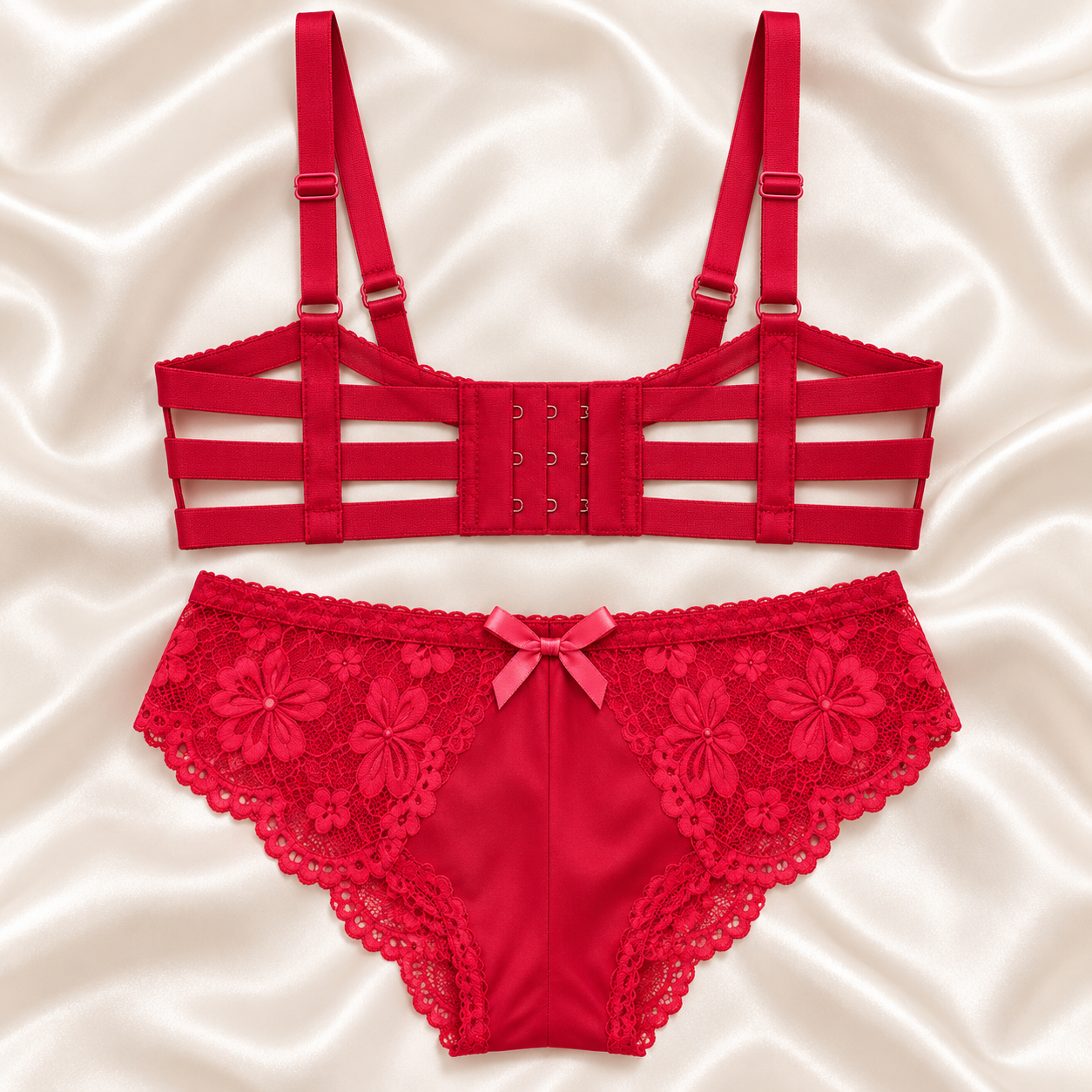 Imported Floral Lace Strappy Bra & Panty Set