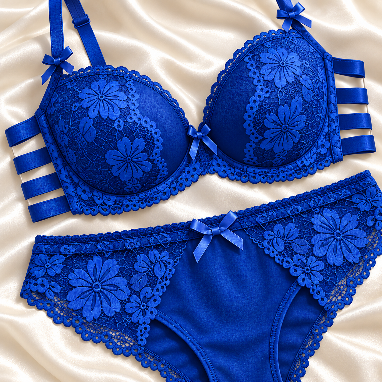 Imported Floral Lace Strappy Bra & Panty Set
