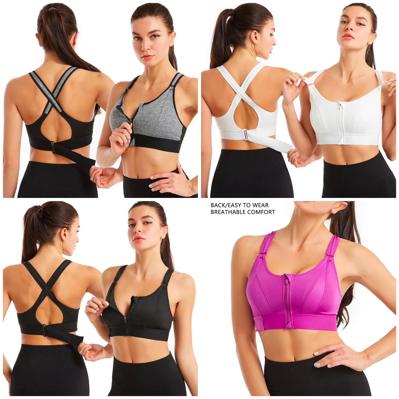 High Impact Front Zip Sports Bra – Criss-Cross Back Design