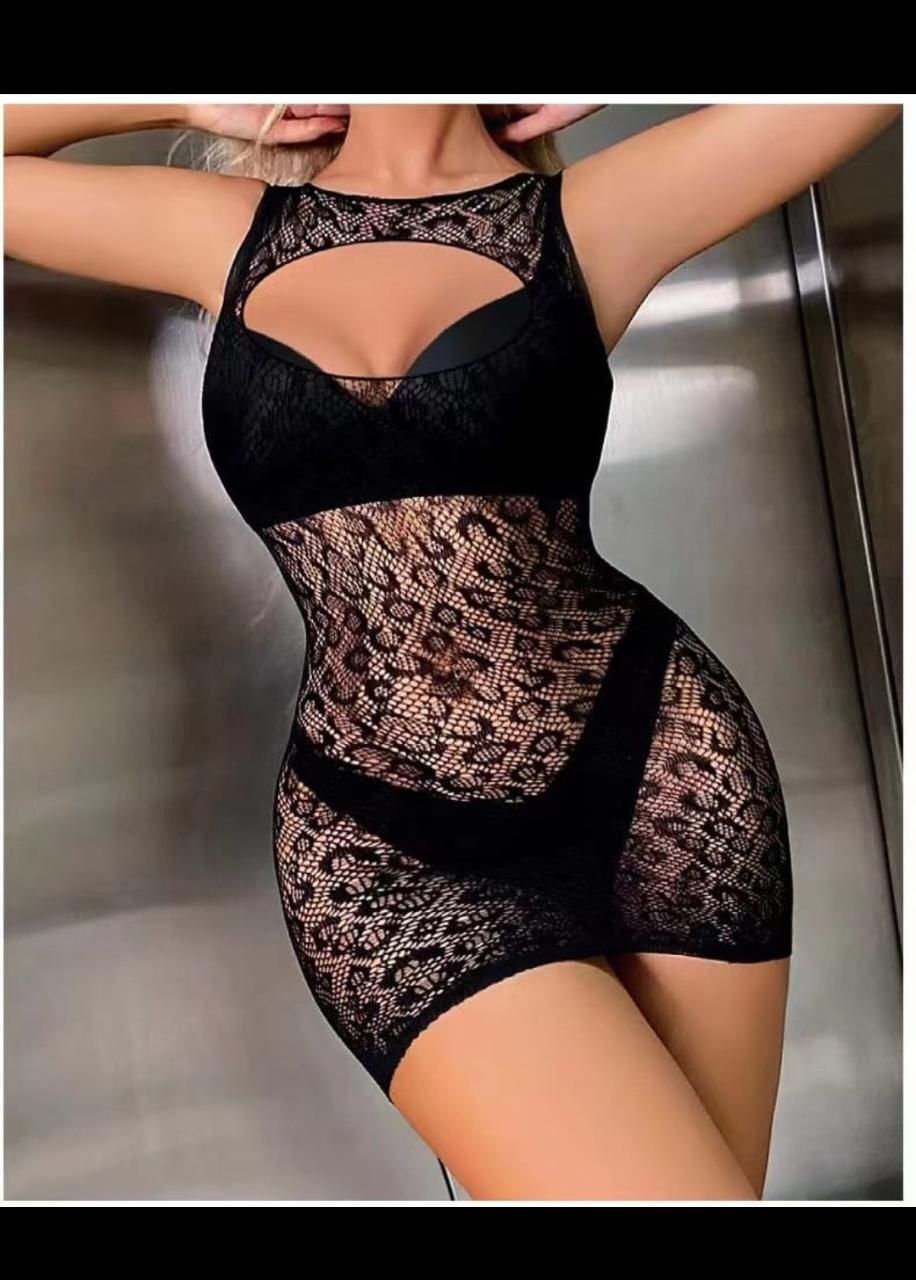 INUNDER Noir Desire Halter-Neck Lace Romper Bodystocking