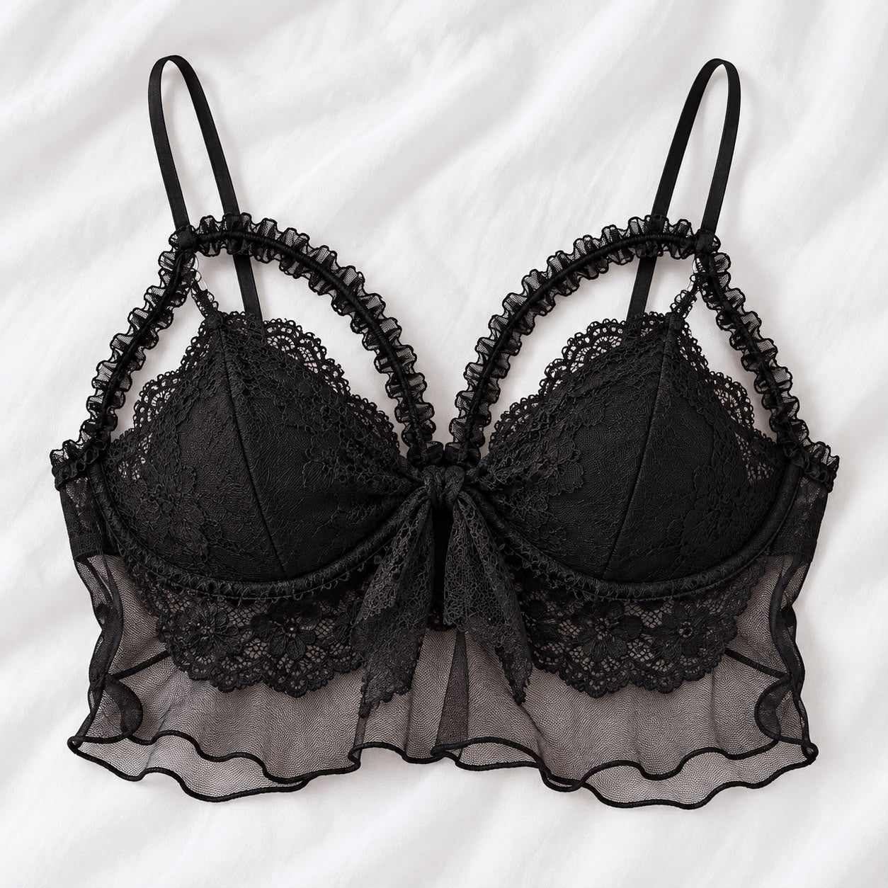 Midnight Hearts Lace & Mesh Two-Piece Set