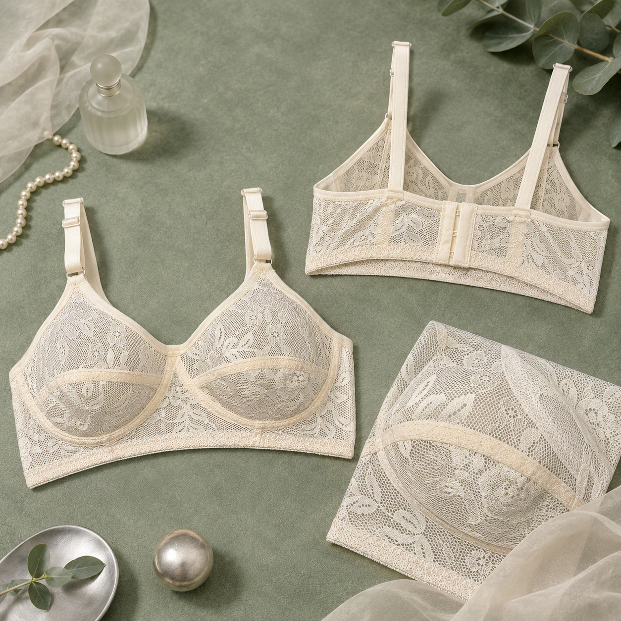 Serenite Ivory Floral Net Breathable Bra