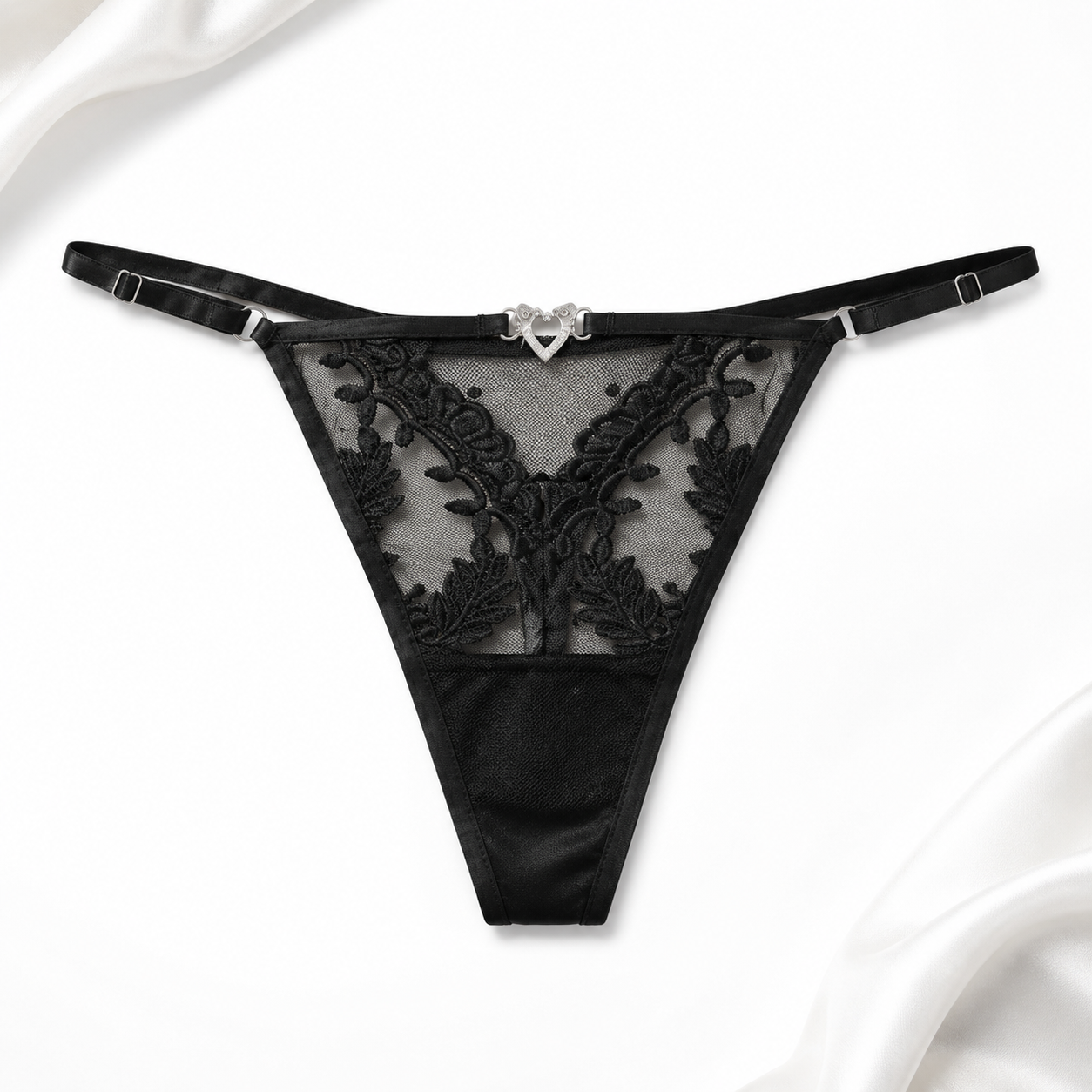 Roselle Satin Floral Embroidery Lingerie Set