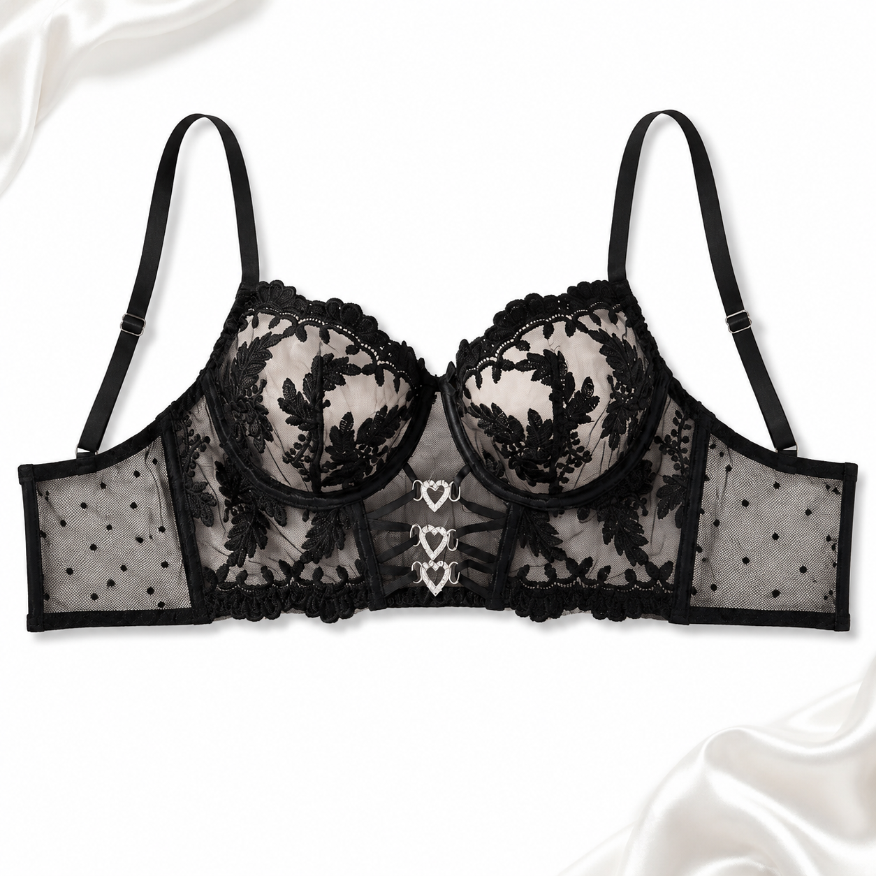 Noire Etoile Heart-Link Lace Longline Set